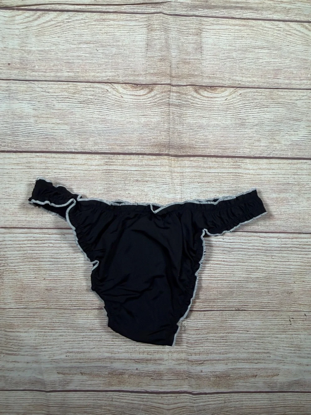 Frankie's Bikinis by PINK Black Bikini Bottom with White Trim and Bow